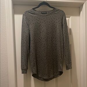 Green and Black Polka Dot Long Sleeve Top